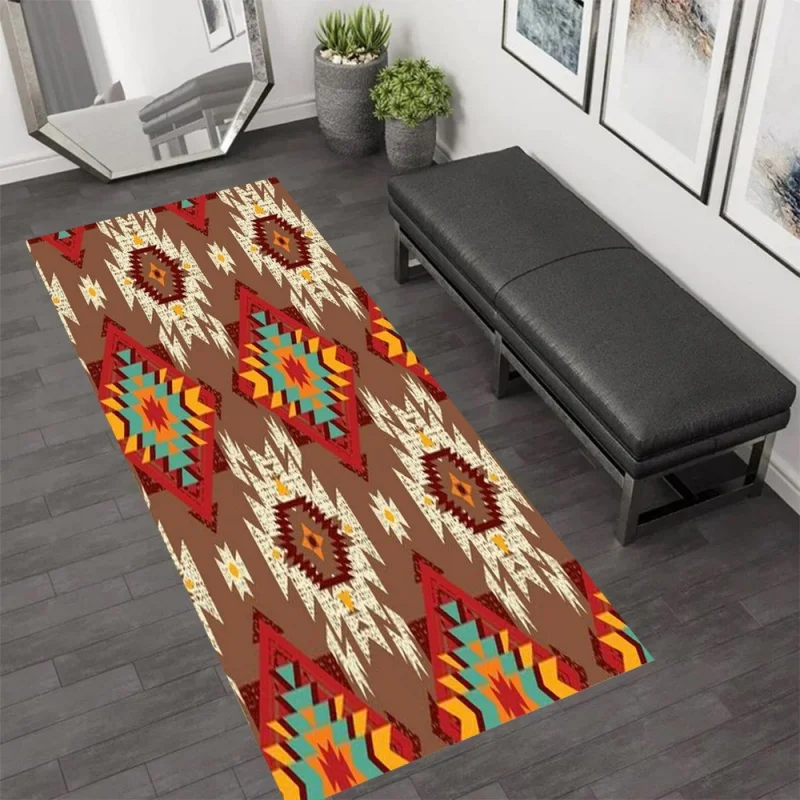 Wholesale Commercial Printing - Boho lange loper, antislip vloerkleed, bruin