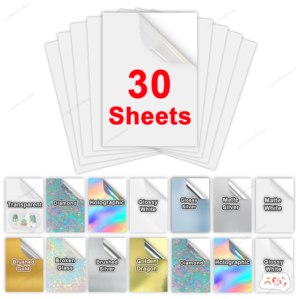 Commercial Vinyl Printing - 30 vellen afdrukbaar vinylstickerpapier A4 waterdicht