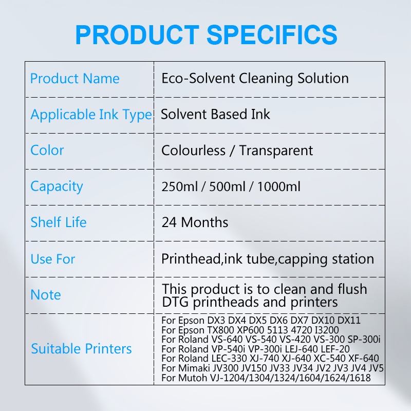 Eco-Solvent Inktreinigingsoplo - Printhead Dx5 Epson recensie en prijs